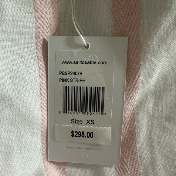 NWT SAIL TO SABLE Blush Stripe Scalloped Short Set - Picture 6 of 9